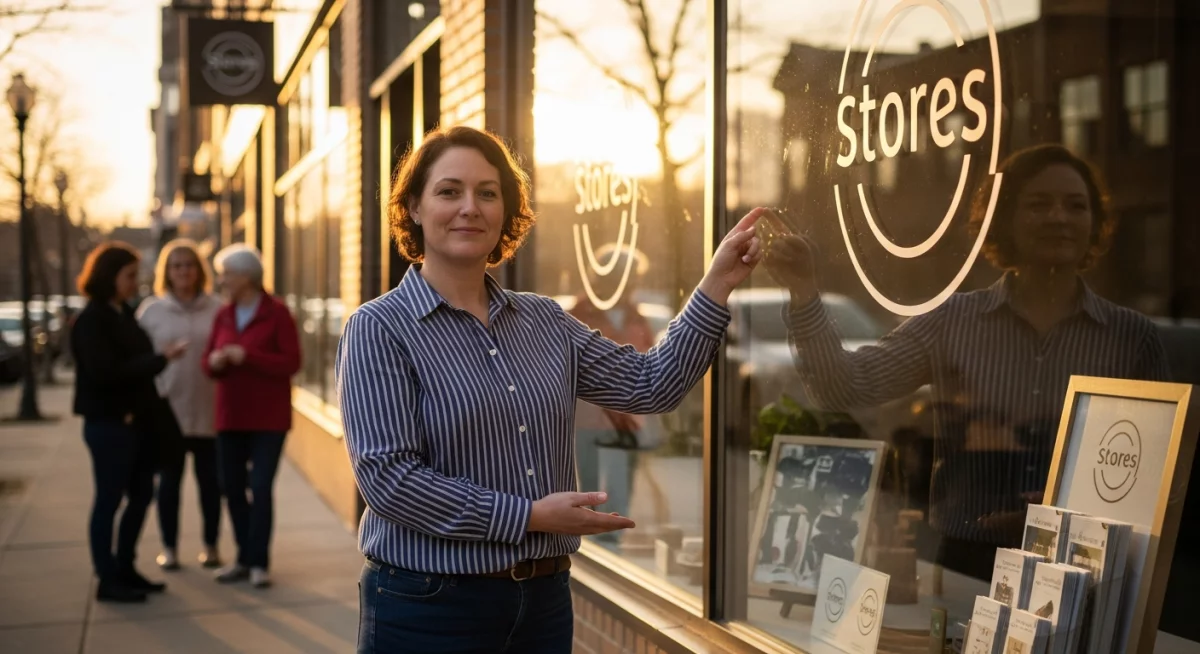 Réunion collaborative d'équipe marketing analysant différents supports de communication disposés sur une table pour vérifier la cohérence entre ton visuel et personnalité de marque