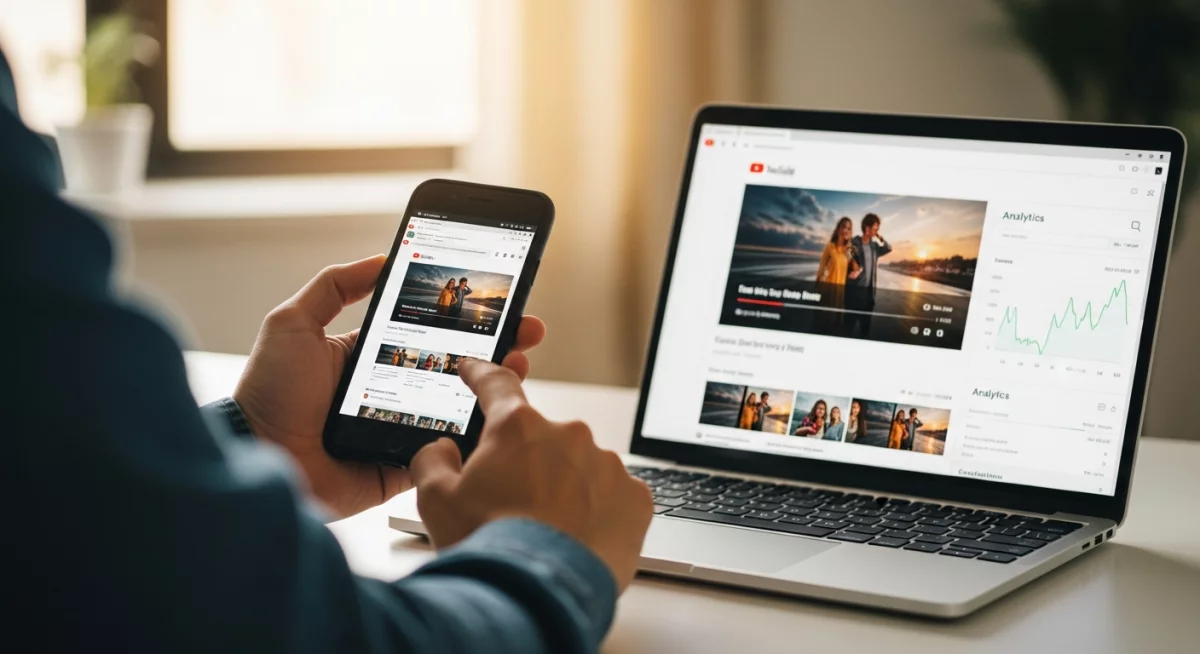 Interface d'outil de création de vignettes montrant différents modèles de miniatures YouTube avec texte et éléments graphiques